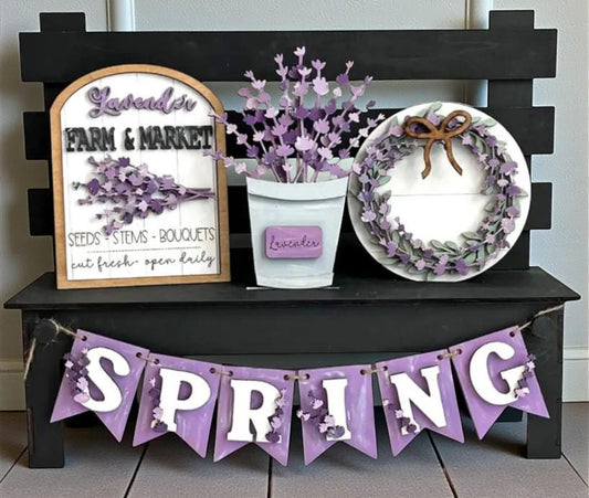 DIY Hello Spring Unfinished Wood Interchangeable Insert, Inserts only Unfninshed Flowers Interchangeable tiered tray