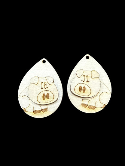 DIY Pig Dangles, Pig Legs Dangle, Pig Face, Pig Butt Unfinished Earrings, Unfinished Earrings, Farm Animals