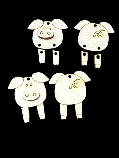 DIY Pig Dangles, Pig Legs Dangle, Pig Face, Pig Butt Unfinished Earrings, Unfinished Earrings, Farm Animals