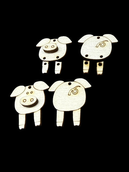 DIY Pig Dangles, Pig Legs Dangle, Pig Face, Pig Butt Unfinished Earrings, Unfinished Earrings, Farm Animals