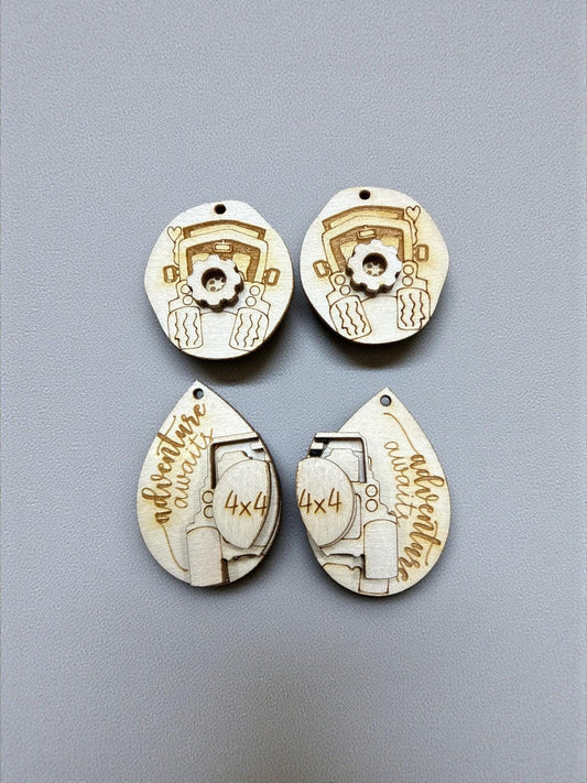 DIY Offroading Earrings: Unfinished Birch Wood, Engraved, Craft Jewelry, Offroad Earrings, Earrings, Adventure Begins