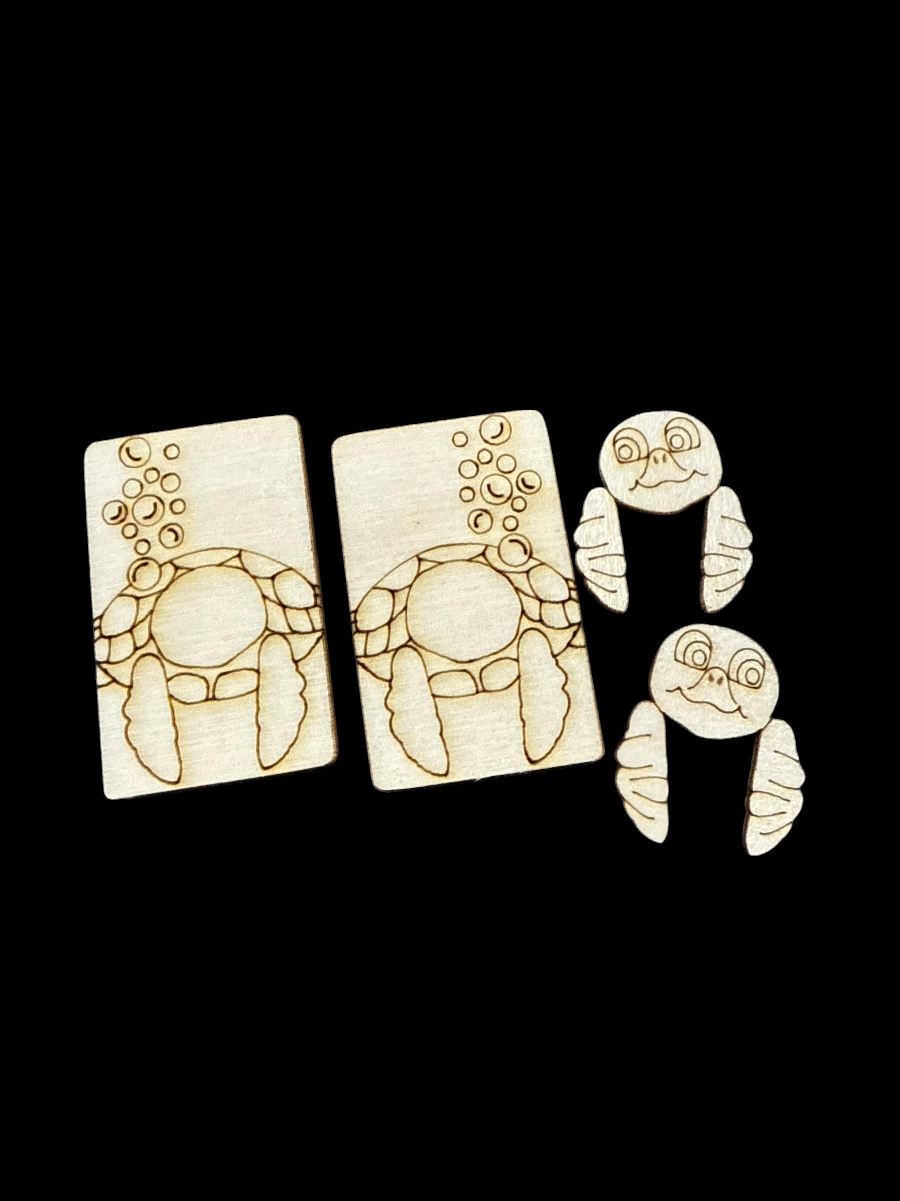 DIY 2” Turtle Laser Blank Hair Clip Pieces, Sea Turtle Wooden Blank Clip, Wood is Ready to Paint, Laser Cut, Claw Clip. 2"