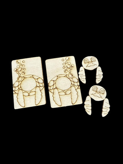 DIY 2” Turtle Laser Blank Hair Clip Pieces, Sea Turtle Wooden Blank Clip, Wood is Ready to Paint, Laser Cut, Claw Clip. 2"