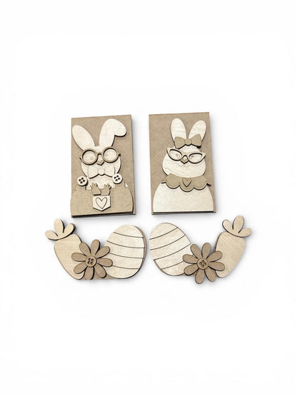 DIY Easter Bunny Cottage Inserts, Interchangeable Inserts, Primitive Mantle Decor, Bunny Inserts Home Decor, Unfinished, Cottage Cabinet