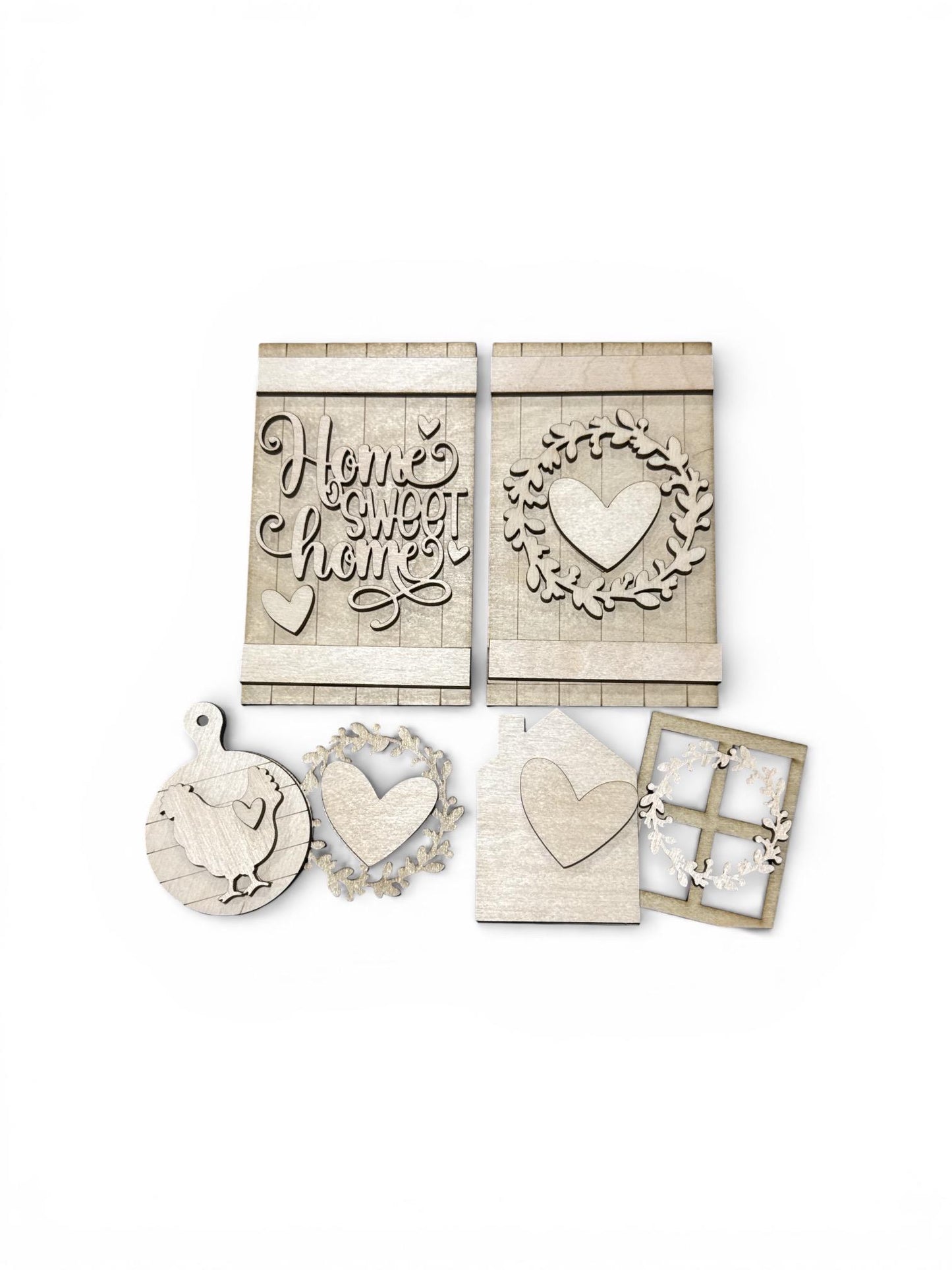 DIY Home Sweet home Cottage Inserts, Interchangeable Inserts, Primitive Mantle Decor, Inserts Home Decor, Unfinished, Cottage Cabinet