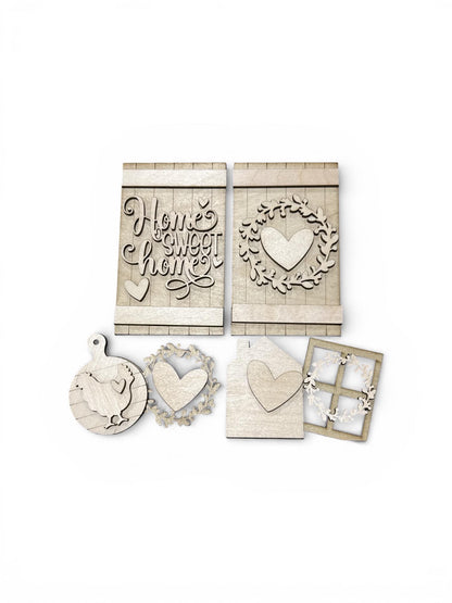 DIY Home Sweet home Cottage Inserts, Interchangeable Inserts, Primitive Mantle Decor, Inserts Home Decor, Unfinished, Cottage Cabinet