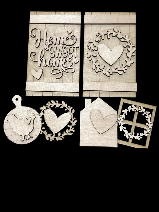 DIY Home Sweet home Cottage Inserts, Interchangeable Inserts, Primitive Mantle Decor, Inserts Home Decor, Unfinished, Cottage Cabinet