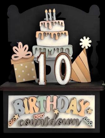 DIY Birthday Advent Interchangeable Inserts, Trio Stand, Holiday Display, Unfinished, Inserts Only, Birthday, Celebrate inserts