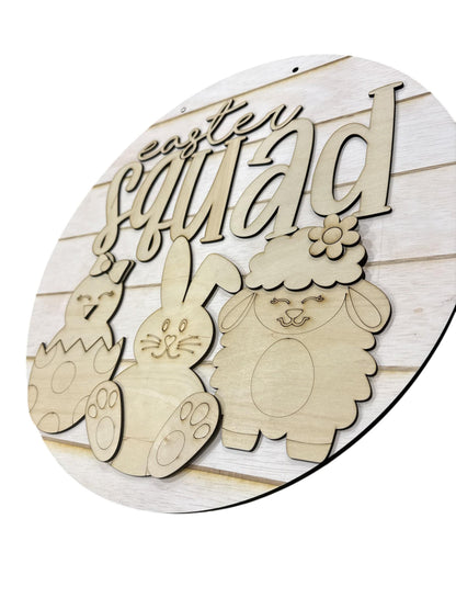 DIY Easter Squad Wooden Door Hanger: Bunny, Carrot, Spring Unfinished