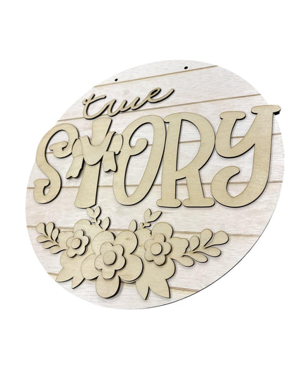 DIY True Story Door Hanger: 3D Unfinished True Story Door Decor, Easter Bunny Door hanger, Paint Party