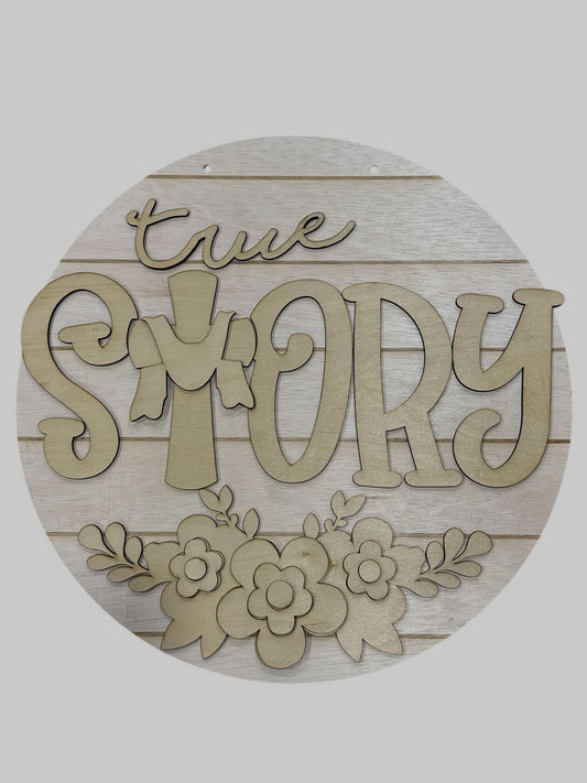 DIY True Story Door Hanger: 3D Unfinished True Story Door Decor, Easter Bunny Door hanger, Paint Party