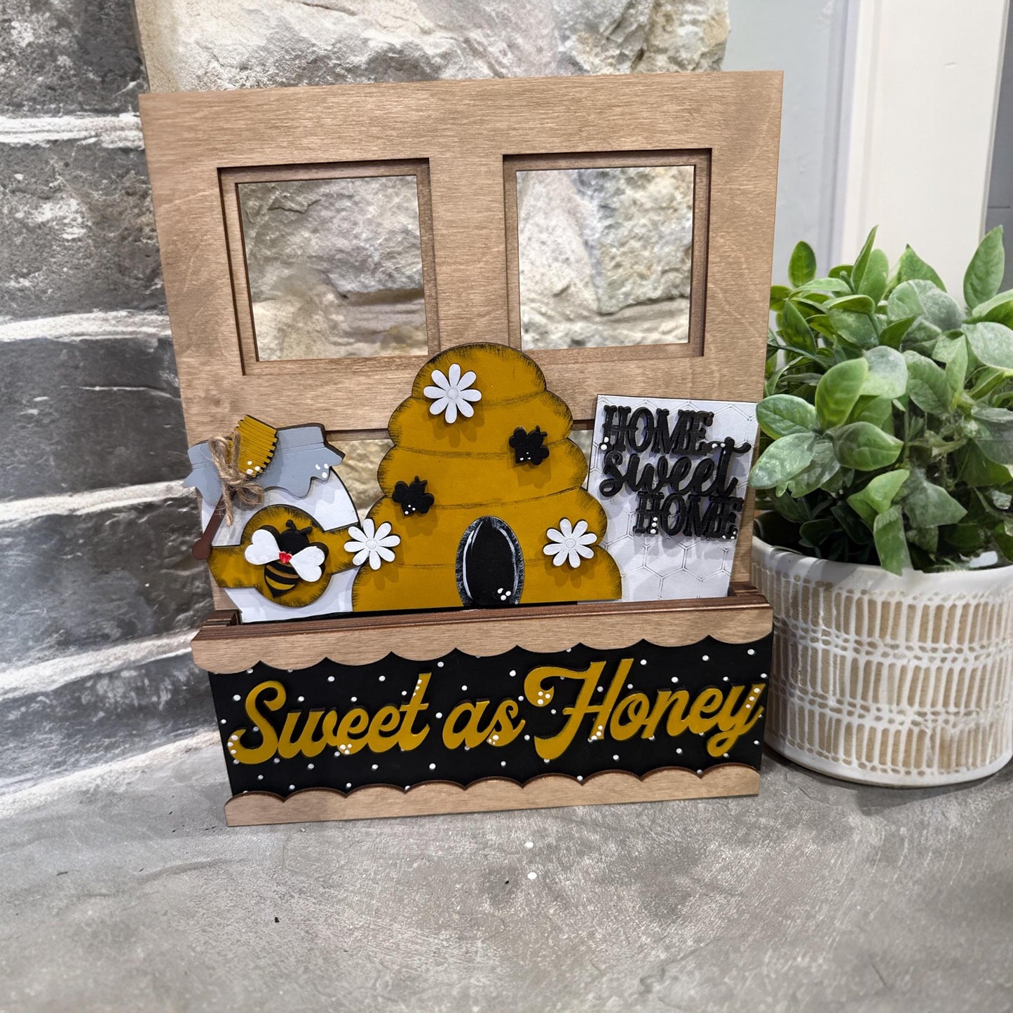 Honey Bee Window Insert: Interchangeable Summer Watermelon Insert, Window Insert Only, home sweet home