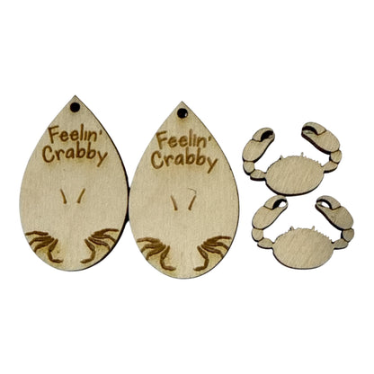 DIY Freling Crabby Wood Earrings: Unfinished Craft Jewelry, sealife