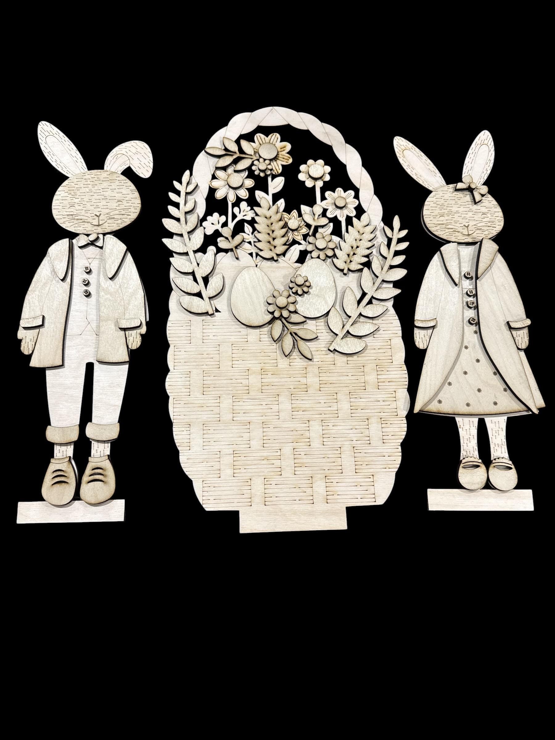 DIY Easter bunny Interchangeable Inserts, Trio Stand, Holiday Display, Unfinished, Inserts Only, Spring,