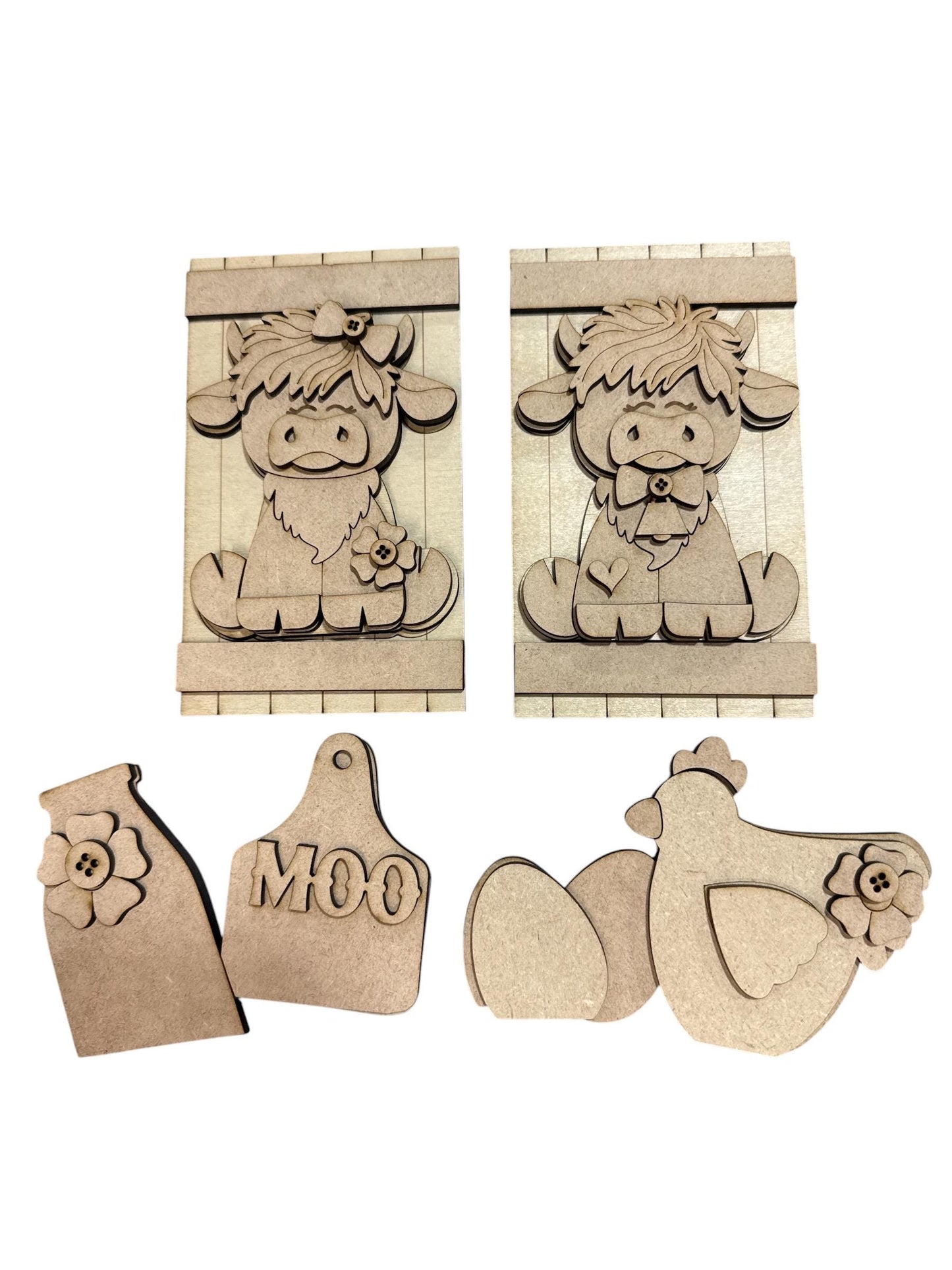 DIY highland cow Cottage Inserts, Interchangeable Inserts, Primitive Mantle Decor, Inserts Home Decor, Unfinished, Cottage Cabinet