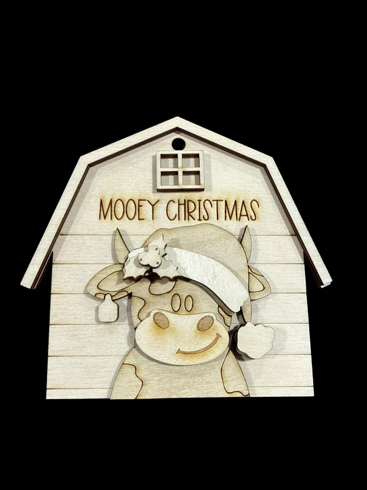 DIY Mooey Christmas Ornament, Barn with Cow Ornament