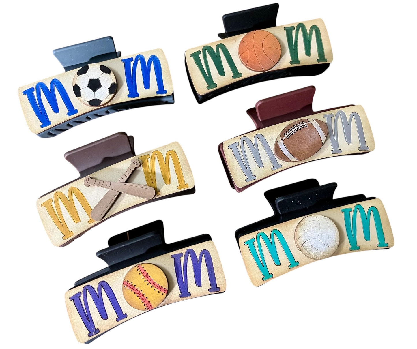 DIY Mom Sports Claw Clips, Unfinished Claw Clips, Sports, Volleyball, Dance, Basketball, Volleyball, Baseball, Hockey, Ballet