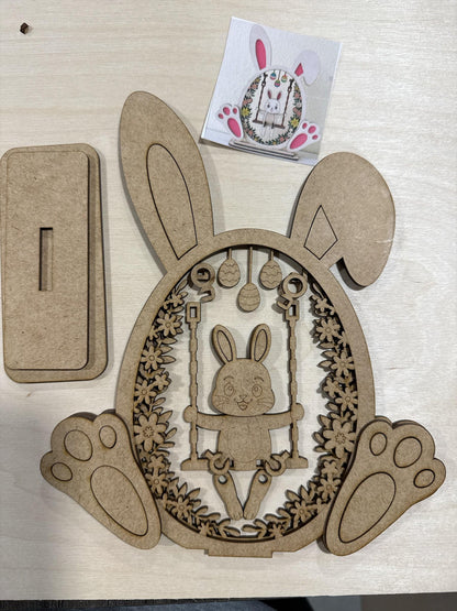 DIY Easter Bunny Swing, Unfinished Bunny Swing, Easter Body Swinging, Shelf Sitter unfinished, Swing Spring, Unfinished Bunny
