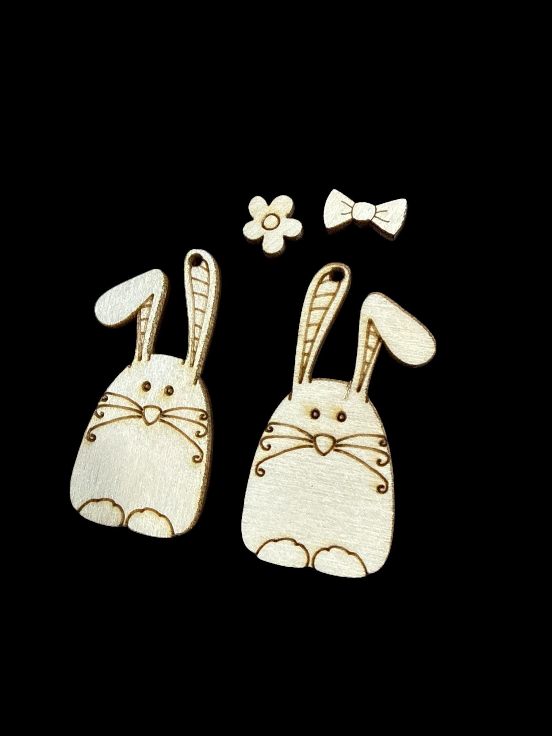 DIY Bunny Flower and Bow Earrings, Easter Earrings Unfinished, 3D Earrings, Cute Easter Earrings