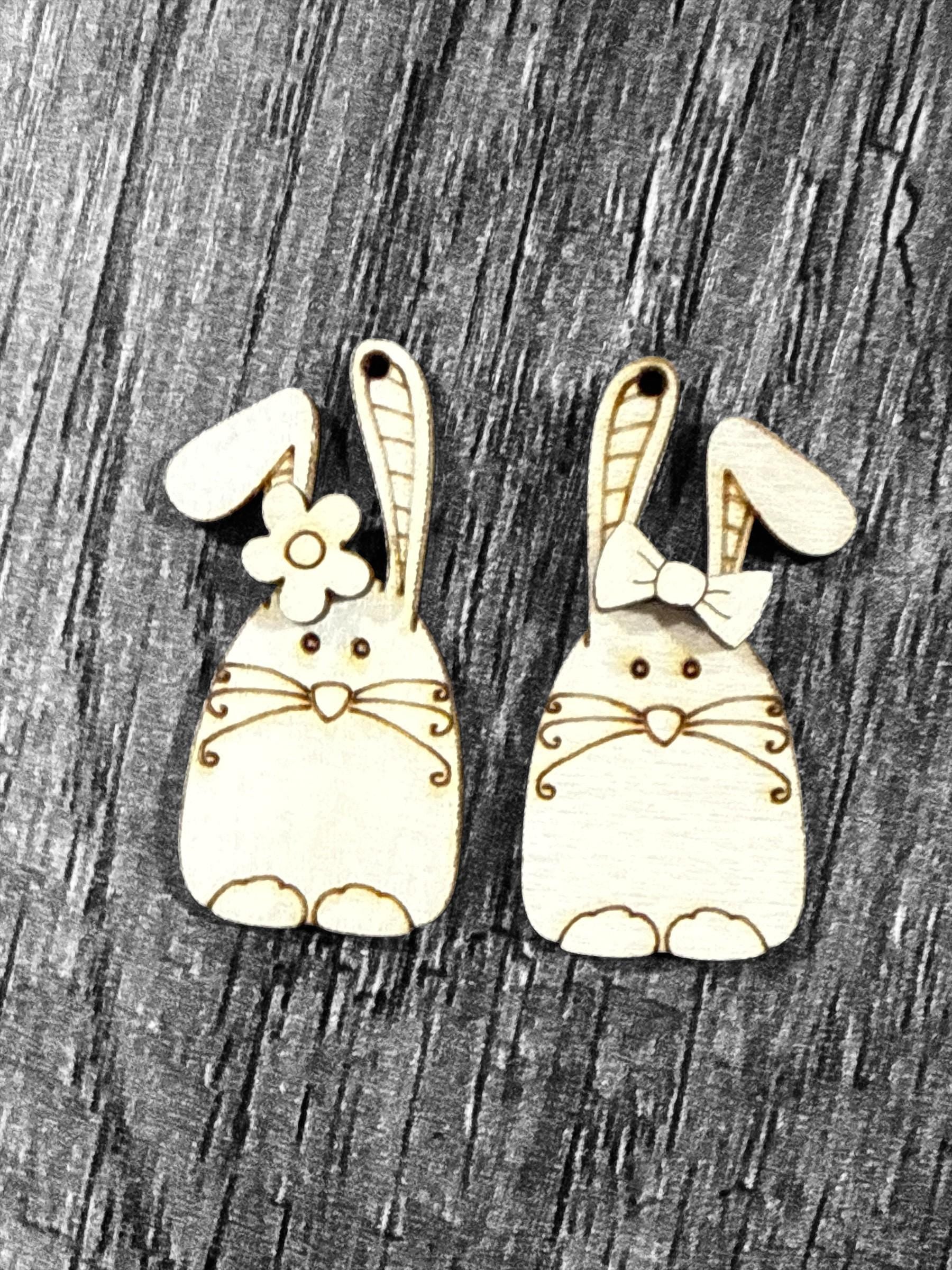 DIY Bunny Flower and Bow Earrings, Easter Earrings Unfinished, 3D Earrings, Cute Easter Earrings