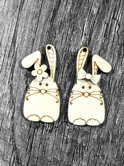 DIY Bunny Flower and Bow Earrings, Easter Earrings Unfinished, 3D Earrings, Cute Easter Earrings