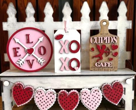 DIY Valentine Unfinished Wood Interchangeable Insert, Valentine Hearts Bench Insert, Unfinished Valentine, Insert ONLY