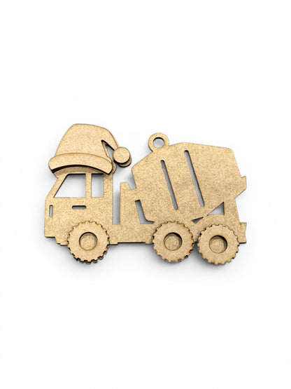 DIY Construction Ornament Bundle Set, Unfinished Tractor, Concrete Truck, Holiday Ornaments, Unfinished Farm Equipment