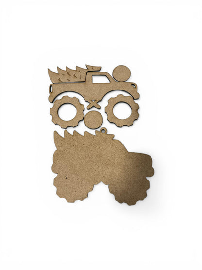 DIY Monster Truck Ornament, Unfinished Tractor, Holiday Ornaments, Unfinished Personalize Ornament
