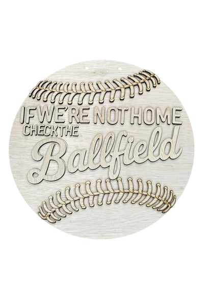 DIY If we are not Home, Baseball Unfinished Wooden Door Hanger: Unfinished, Baseball, Softball, Ballfield