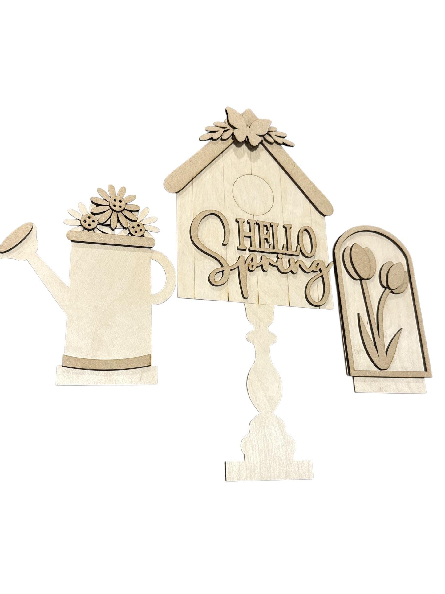 DIY Trio Hello Spring Interchangeable Inserts, Trio Stand, Holiday Display, Unfinished, Inserts Only, Spring, Tulips