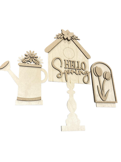 DIY Trio Hello Spring Interchangeable Inserts, Trio Stand, Holiday Display, Unfinished, Inserts Only, Spring, Tulips