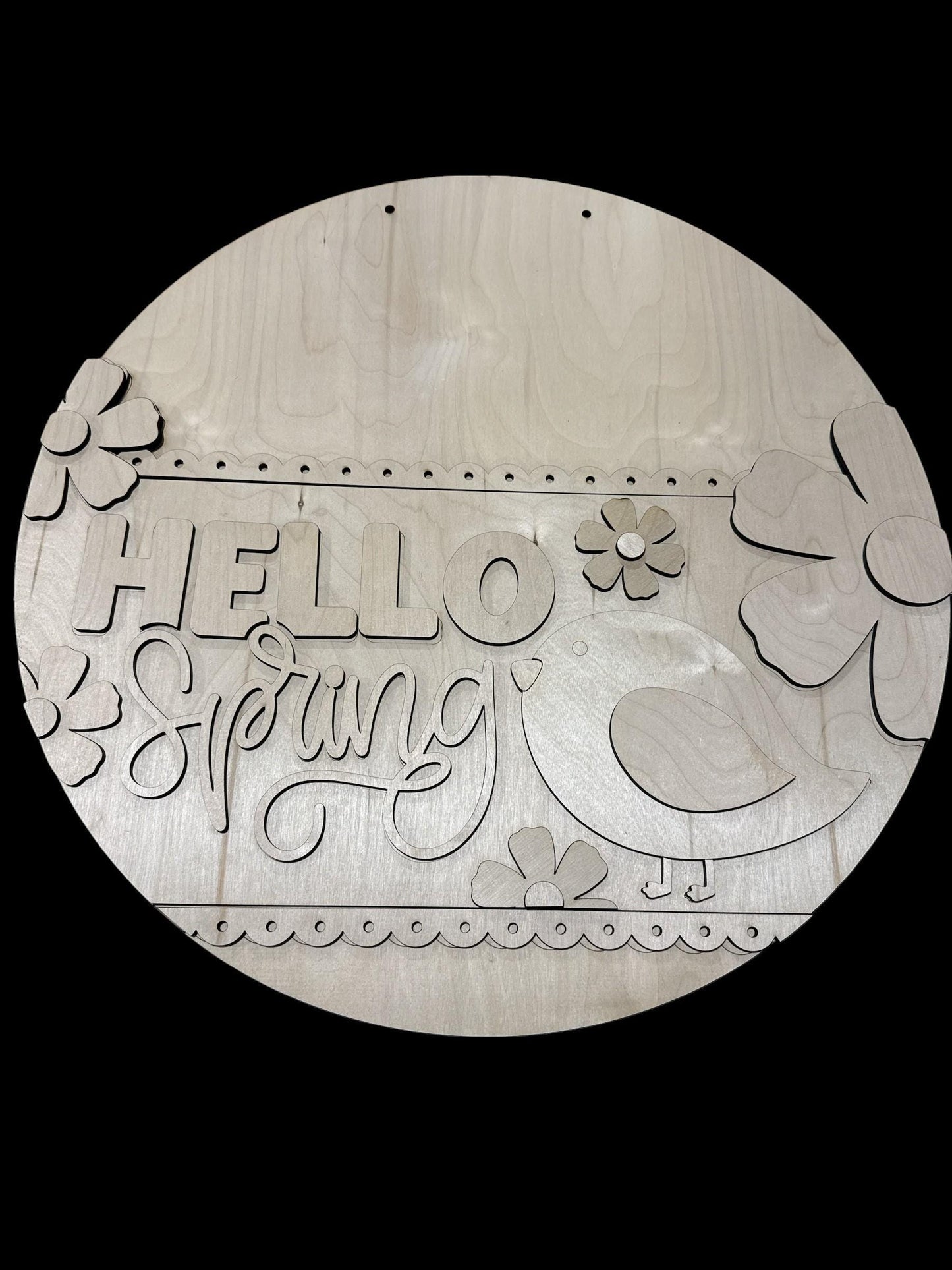 DIY Hello Spring Door Hanger: Unfinished Wood, Birdie Spring Door Hanger, Spring Door Hanger, Hello Spring with Bird and Flowers
