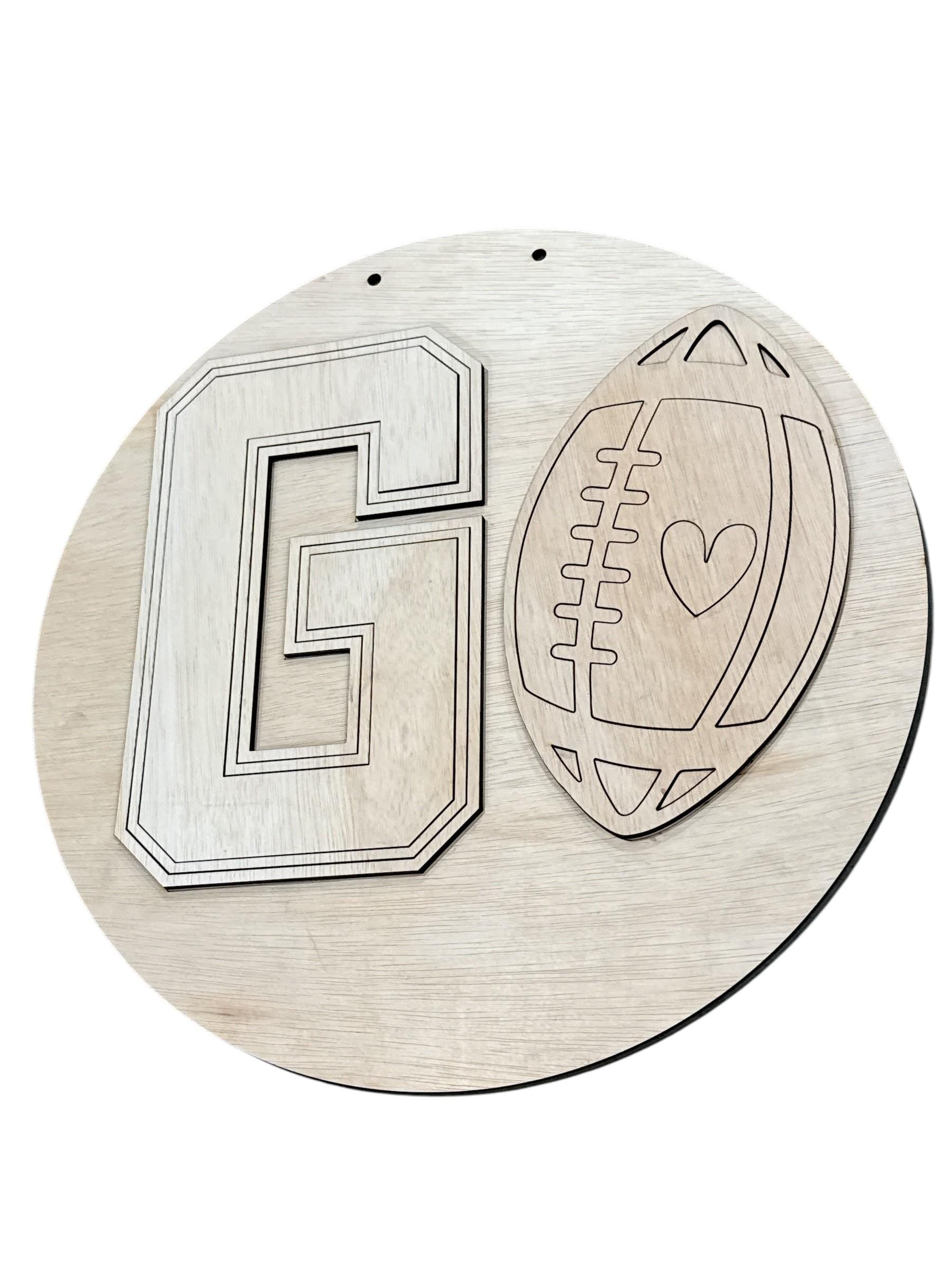 DIY GO Football Door hanger, Unfinished Wooden Door Hanger: Unfinished, Football, Sports Lover Door Hanger