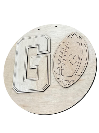 DIY GO Football Door hanger, Unfinished Wooden Door Hanger: Unfinished, Football, Sports Lover Door Hanger