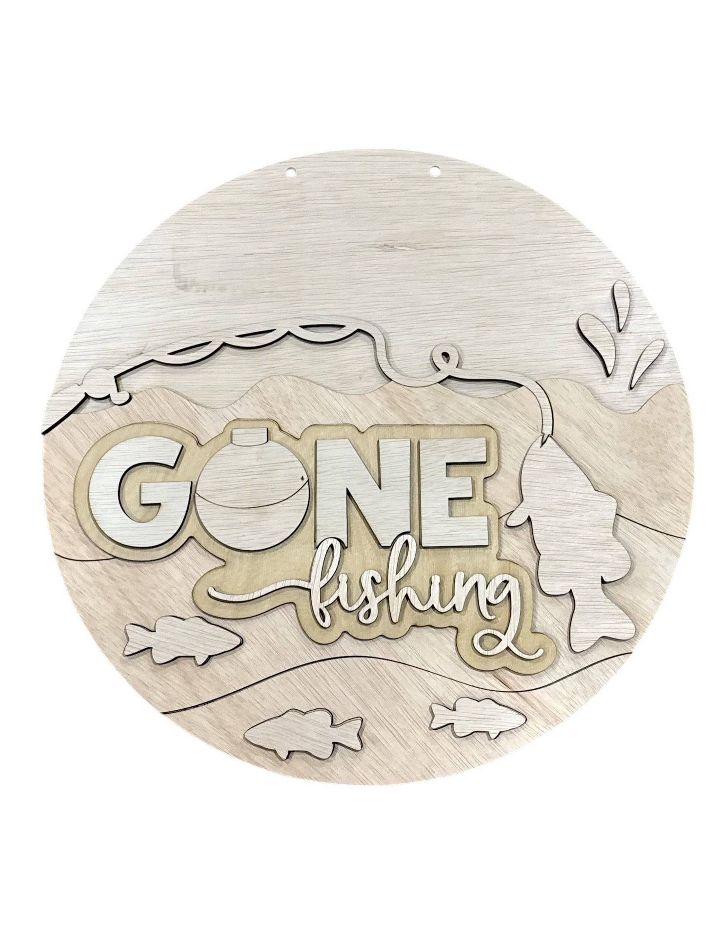 DIY Gone Fishing, Unfinished Wooden Door Hanger: Unfinished, Fishing Door Hanger, Gone Fishing Door Decor hanger