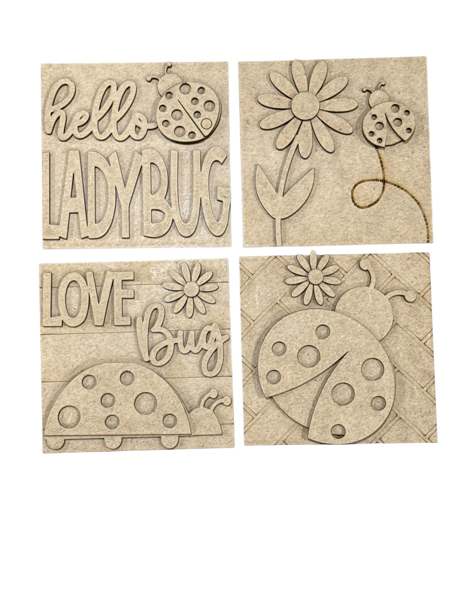 DIY Lady Bug Squares, DIY Ladder Inserts, Lady Bug, Ladder Inserts Craft, Paint Your Own, Spring, Lady Bug Squares, 4.25" and 4.5"