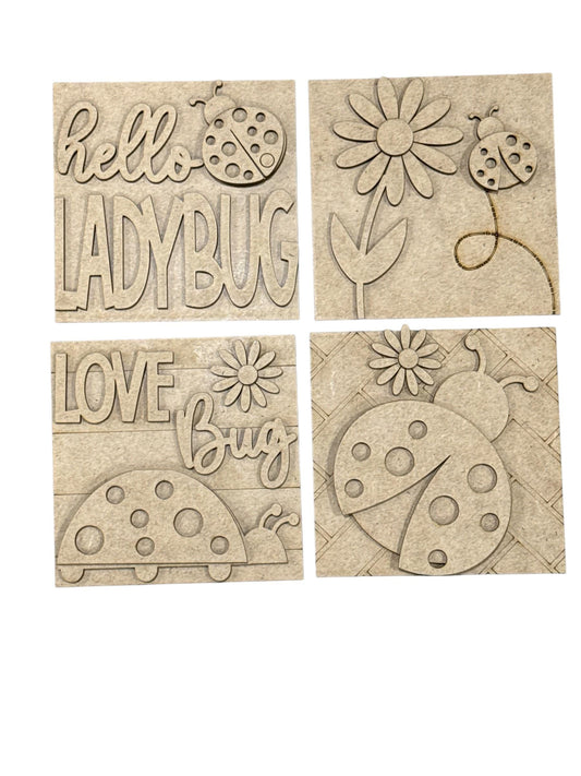 DIY Lady Bug Squares, DIY Ladder Inserts, Lady Bug, Ladder Inserts Craft, Paint Your Own, Spring, Lady Bug Squares, 4.25" and 4.5"