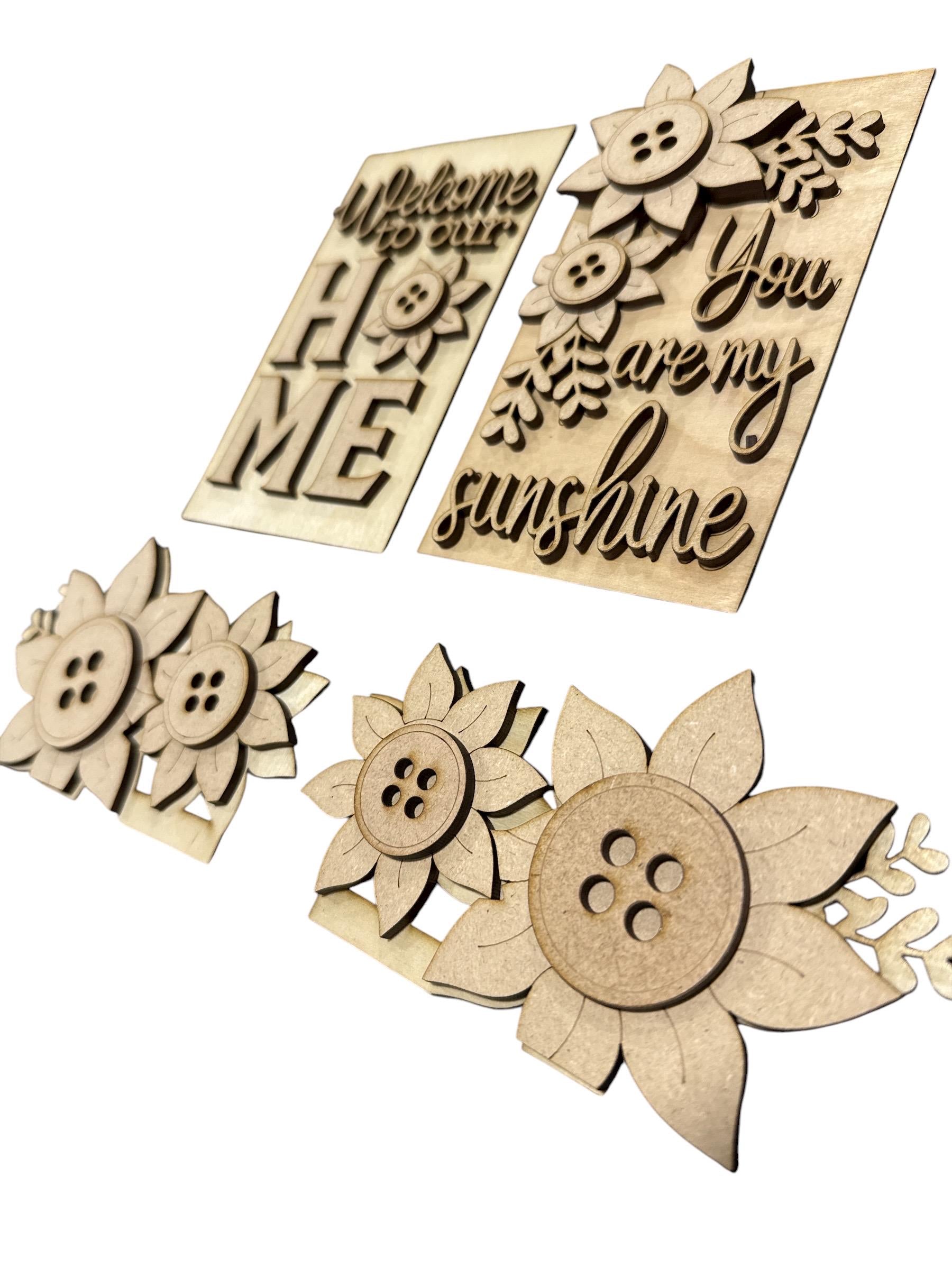 DIY Sunflower Cottage Inserts, Interchangeable Inserts, Primitive Mantle Decor, Sunflower Inserts Home Decor, Unfinished, Cottage Cabinet
