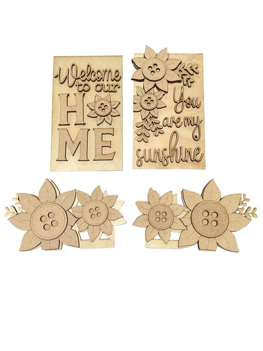 DIY Sunflower Cottage Inserts, Interchangeable Inserts, Primitive Mantle Decor, Sunflower Inserts Home Decor, Unfinished, Cottage Cabinet