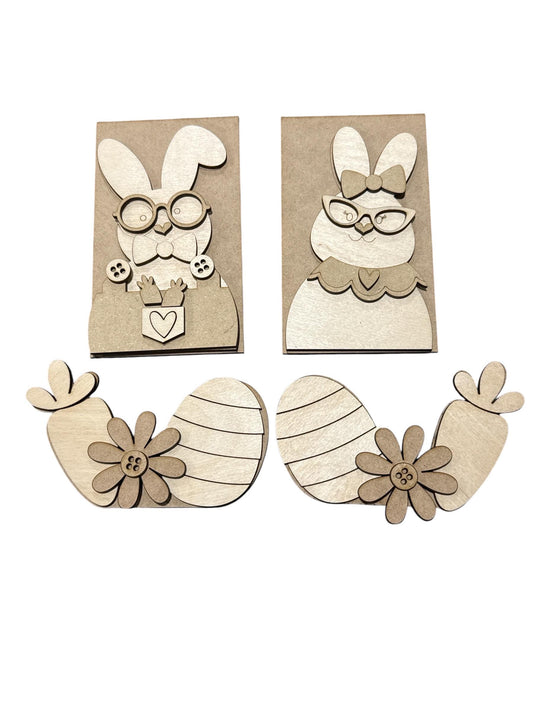 DIY Easter Bunny Cottage Inserts, Interchangeable Inserts, Primitive Mantle Decor, Bunny Inserts Home Decor, Unfinished, Cottage Cabinet