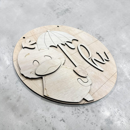 DIY Hi Duck Door hanger, Unfinished Wooden Door Hanger: Unfinished, Duck Spring, Duck Umbrella Door Hanger