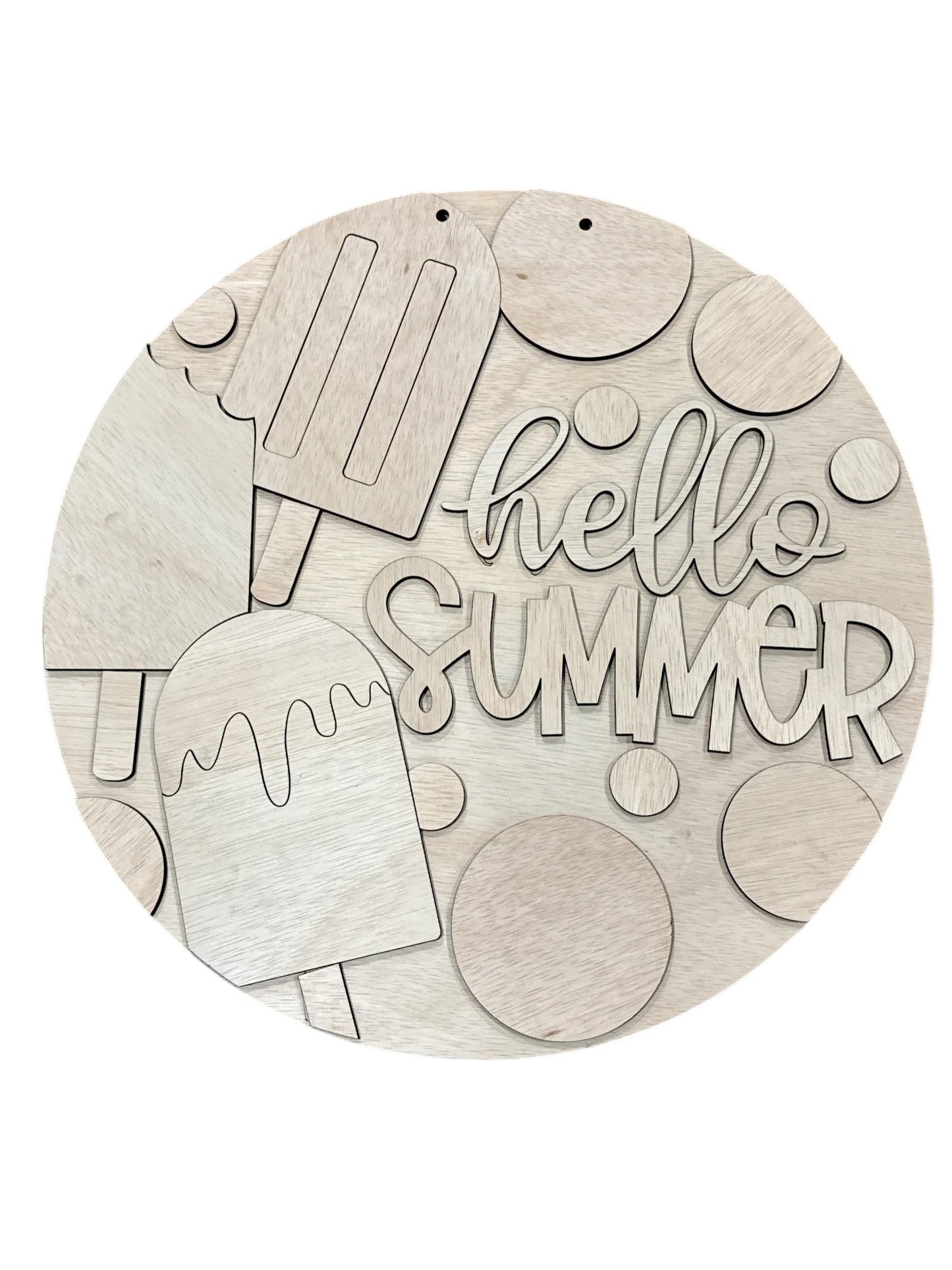 DIY Hello Summer Circles #1 Wooden Door Hanger: Hello Summer Circles, Unfinished, Paint Parties