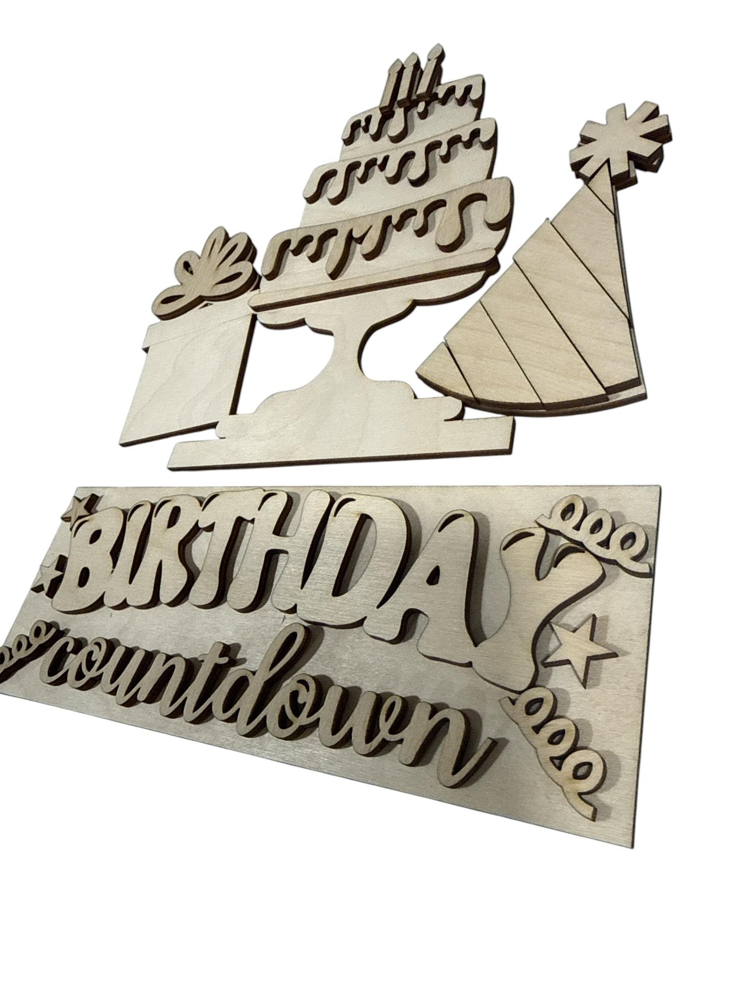DIY Birthday Advent Interchangeable Inserts, Trio Stand, Holiday Display, Unfinished, Inserts Only, Birthday, Celebrate inserts