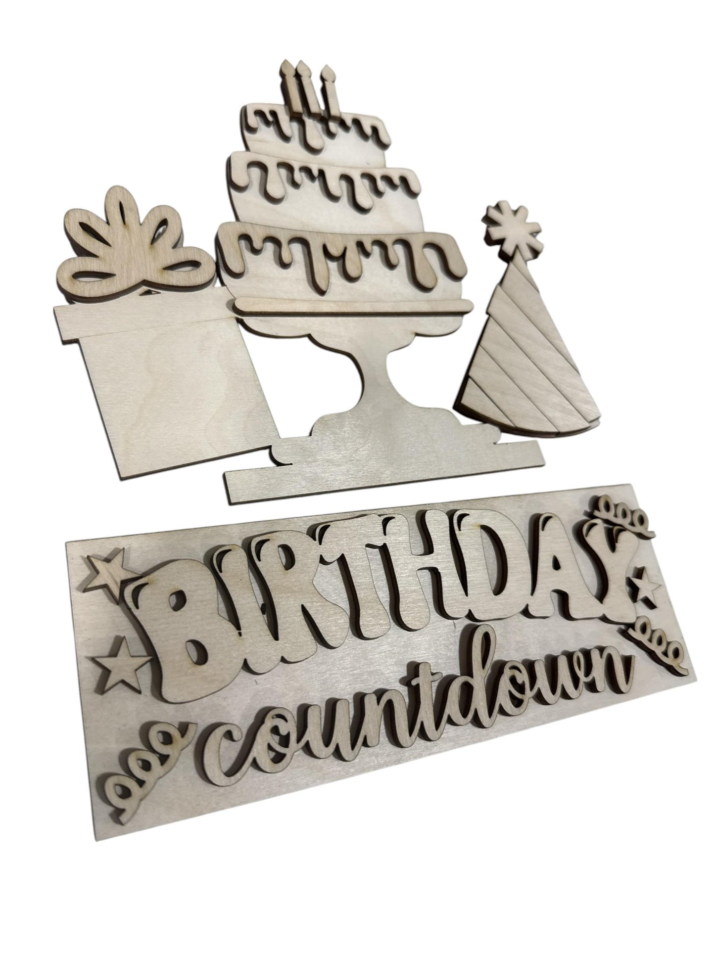 DIY Birthday Advent Interchangeable Inserts, Trio Stand, Holiday Display, Unfinished, Inserts Only, Birthday, Celebrate inserts