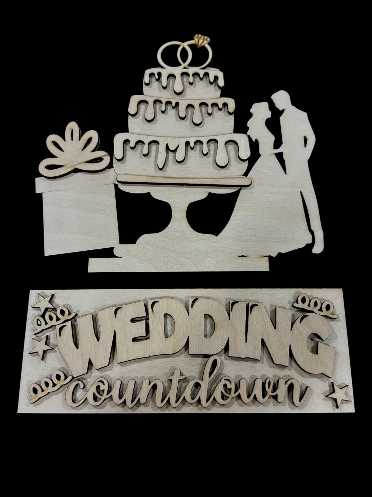 DIY Wedding Advent Interchangeable Inserts, Holiday Display, Unfinished, Inserts Only, Wedding Countdown Celebrate inserts