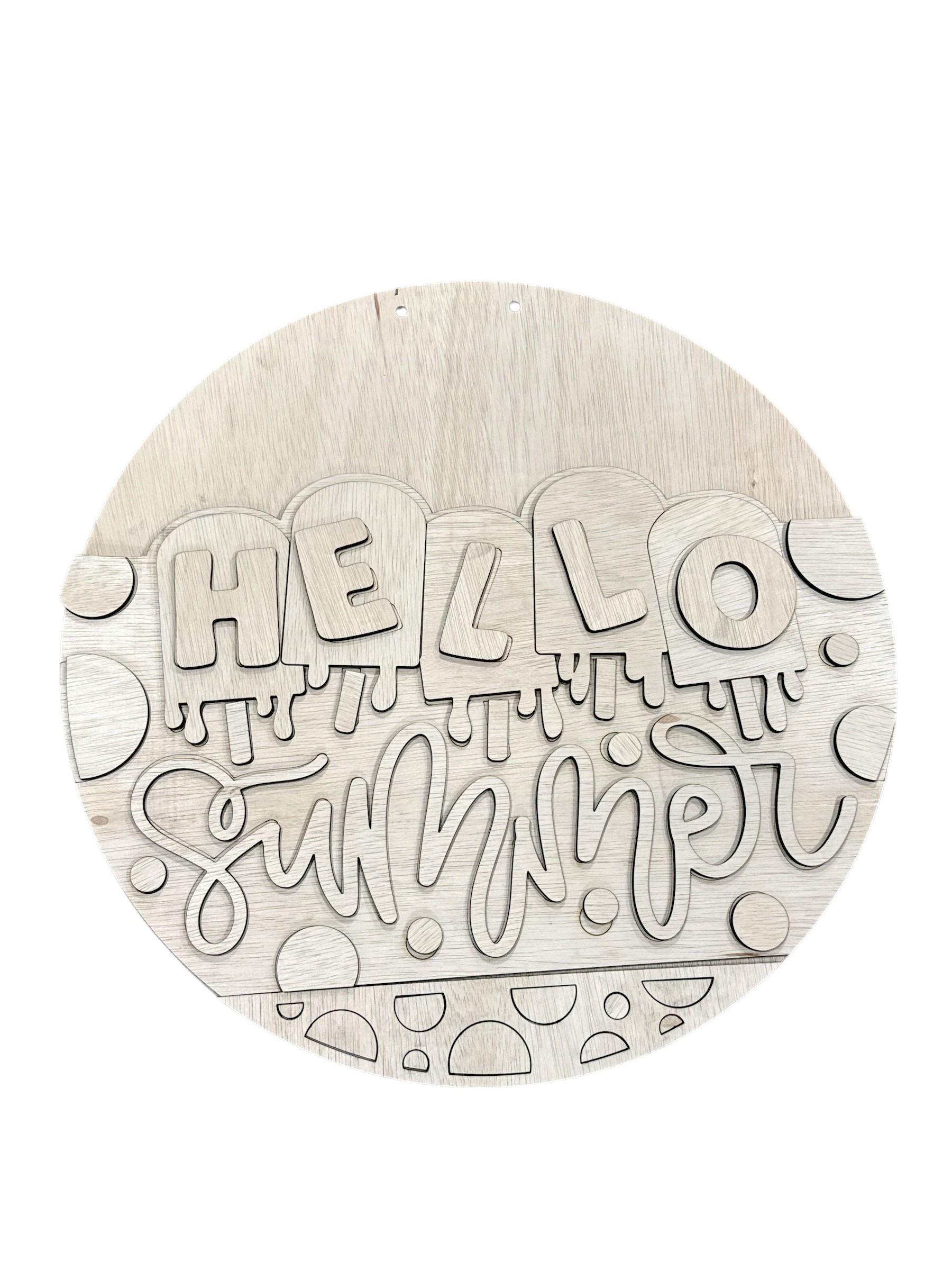 DIY Hello Summer #2 Wooden Door Hanger: Hello Summer Popsicle, Unfinished, Paint Parties, Popsicle