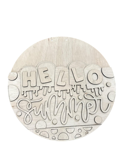 DIY Hello Summer #2 Wooden Door Hanger: Hello Summer Popsicle, Unfinished, Paint Parties, Popsicle