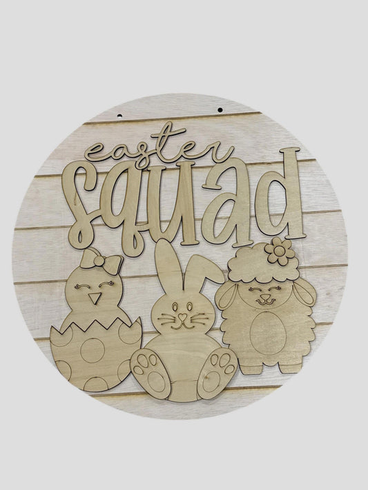 DIY Easter Squad Wooden Door Hanger: Bunny, Carrot, Spring Unfinished
