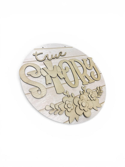 DIY True Story Door Hanger: 3D Unfinished True Story Door Decor, Easter Bunny Door hanger, Paint Party