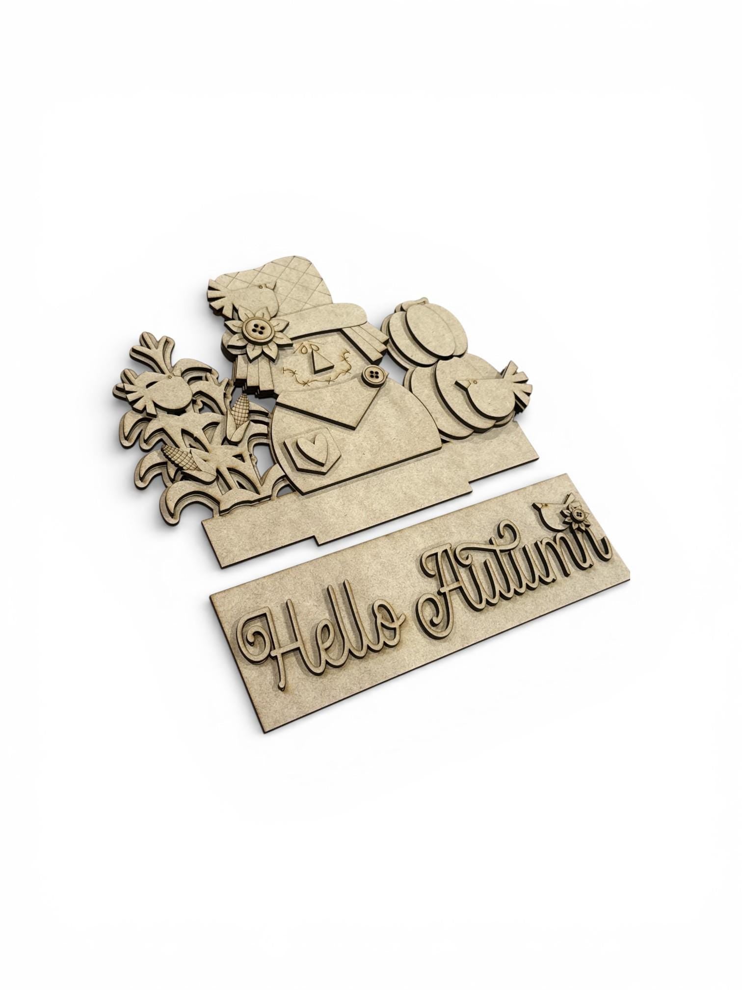 DIY Hello Autumn Interchangeable Window Insert Kit, Window Harvest, Scarecrow